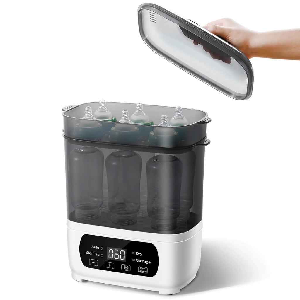 AMZBABYCHEF Baby Bottle Steamer and Dryer Electric Steam Baby Bottle Dryer Bottle Steamer for Baby Bottles & Pacifiers Breast Pump Parts and Other Newborn Essentials