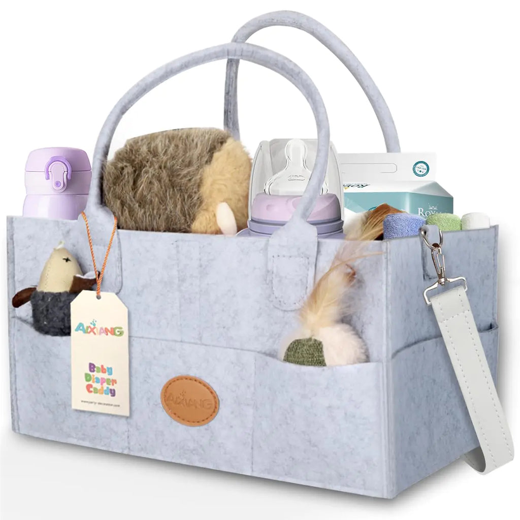 AIXIANG Baby Diaper Caddy OrganizerPortable Nursery Essentials Storage Diaper Caddy for Newborn Boy and Girl (Grey)