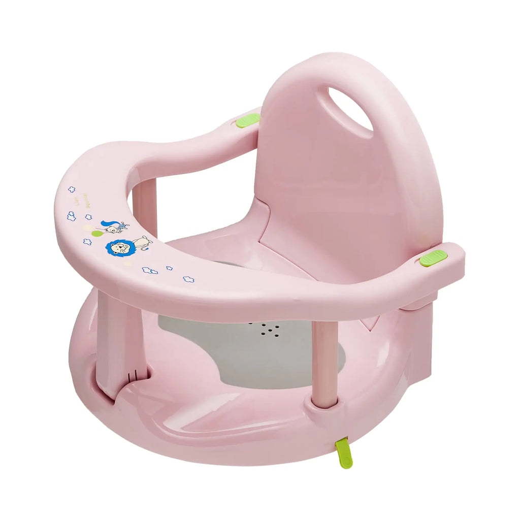 Baby Bathtub Seat Foldable Baby Bath Seat Non-Slip Baby Bath Chair for Baby Sitting Up Surround Baby Shower Chairs Bathroom Seats for Newborn Infant Baby 6-18 Months (Princess Pink)